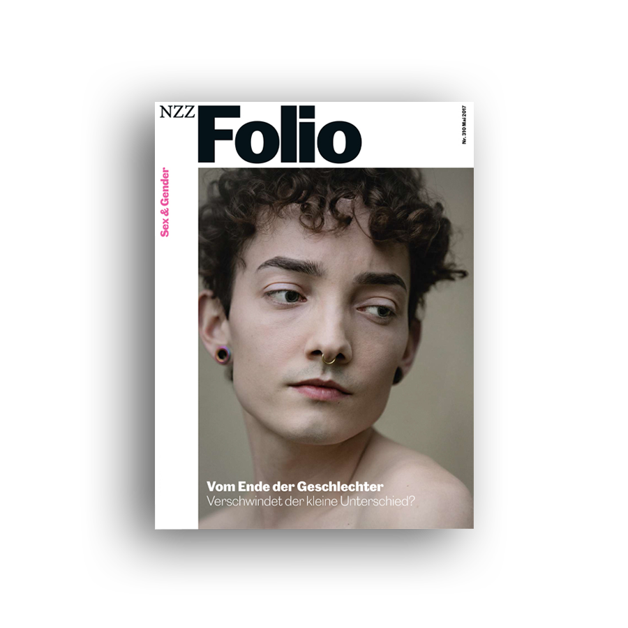 Titelseite des NZZ Folio mit Porträt-Bild Milchjugend-Aktivist_in und der Headline «Vom Ende der Geschlechter – Verschwindet der kleine Unterschied?»